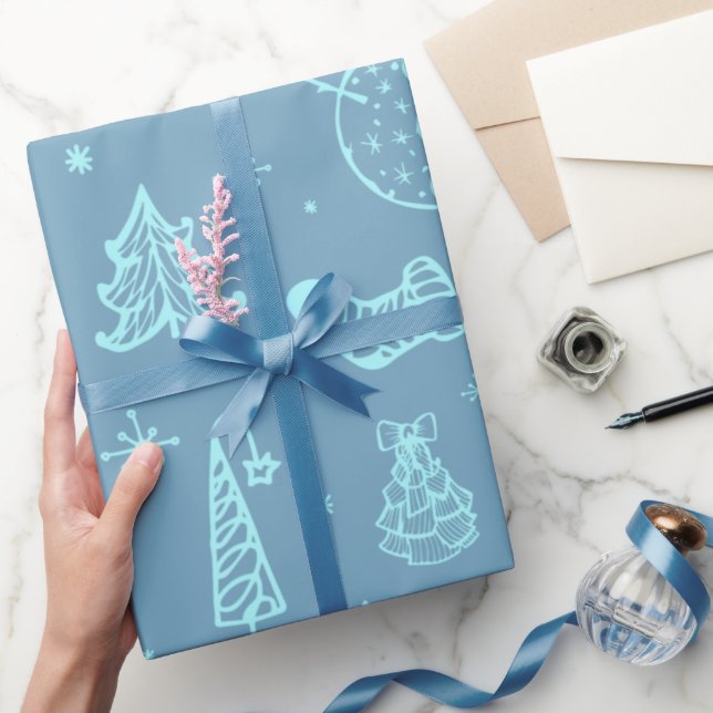 Papel De Presente Ilustração de Desenho de Portas de Natal Bonitas | (Presentear)