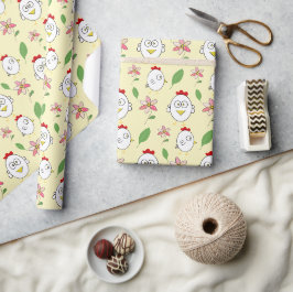 Papel De Presente Ilustração de Frango de Desenho Animado Fofo
