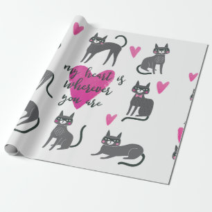Papel De Presente Ilustração de gato bonito. Inscrição de amor