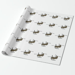 Papel De Presente Ilustração de helicóptero militar Chinook