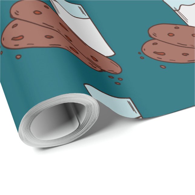 Papel De Presente Ilustração de leite e biscoito  (Ponta do rolo)