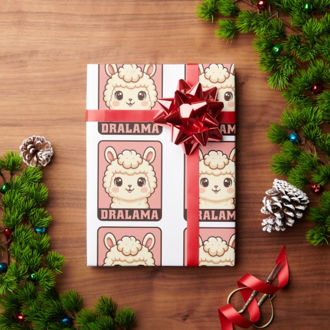 Papel De Presente Ilustração de lhama fofa design (Presente de Natal)