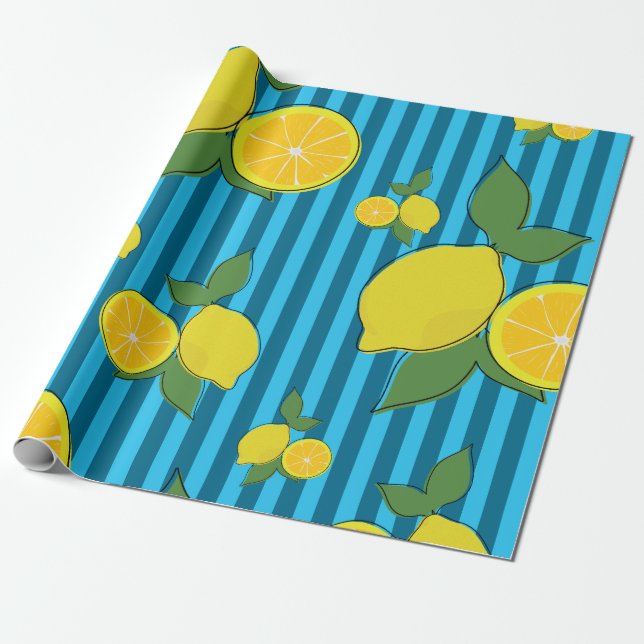 Papel De Presente Ilustração de limões (Desenrolado)