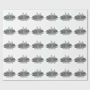 Papel De Presente Ilustração de Linha do Horizonte de Nova York