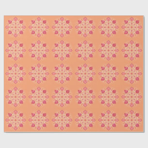 Papel De Presente Ilustração de mandala floral em um fundo de pêsseg