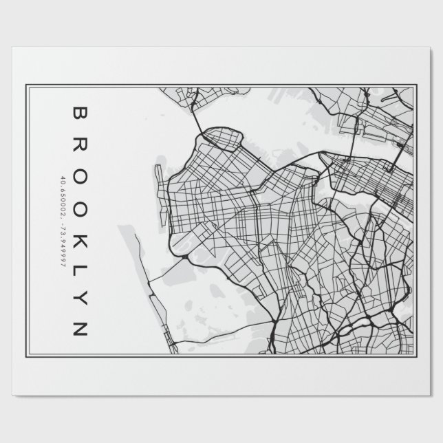 Papel De Presente Ilustração de Mapa do Brooklyn (Aberto)