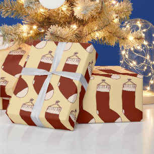 Papel De Presente Ilustração de meias de Natal.