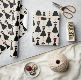 Papel De Presente Ilustração de Moda de Vestido Preto Pequeno Vintag