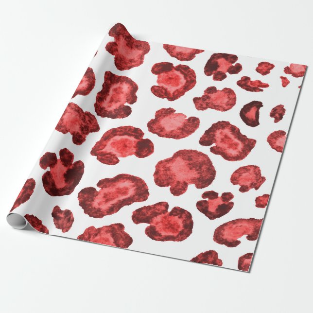Papel De Presente Ilustração de padrão de aquarela com pele-leopardo (Desenrolado)