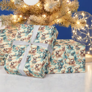 Papel De Presente Ilustração de Poodle Sem Costura Vintage