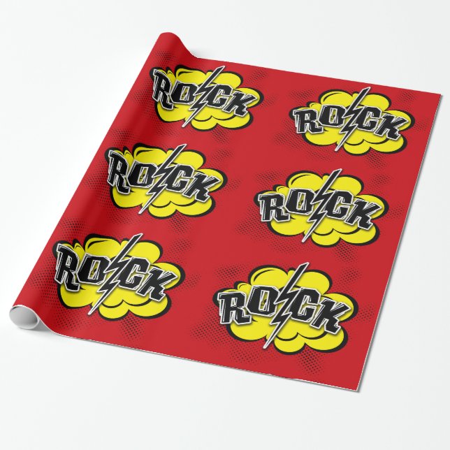Papel De Presente Ilustração de rock estilo cômico (Desenrolado)