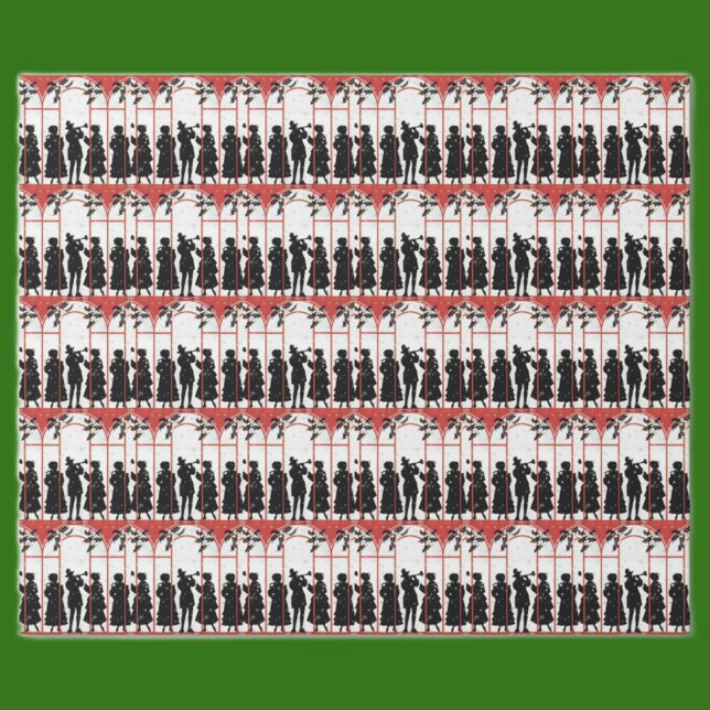 Papel De Presente Ilustração de Silhueta de Cantores de Natal Vintag (Criador carregado)