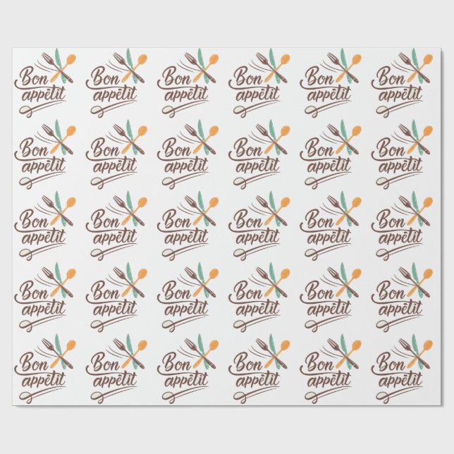 Papel De Presente Ilustração de talheres de decoração Bon Appétit Ki (Aberto)