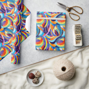 Papel De Presente Ilustração de Tapeçaria de Abstrato 2D vibrante
