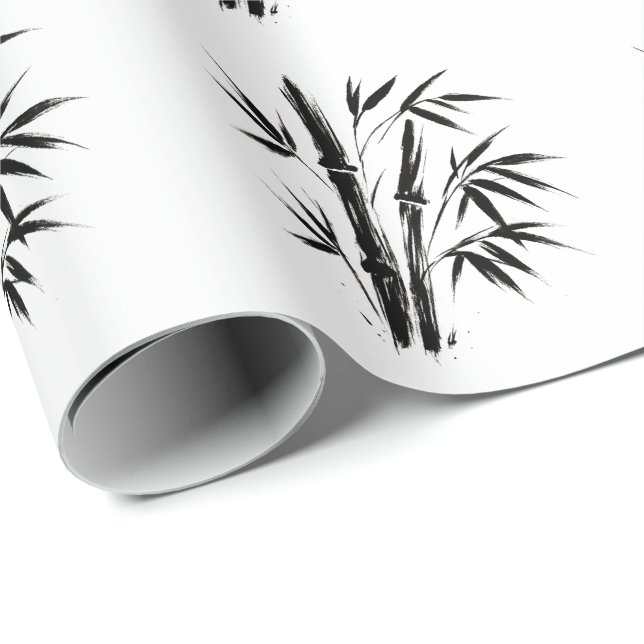 Papel De Presente Ilustração de Tinta Bambu - Design Zen (Ponta do rolo)