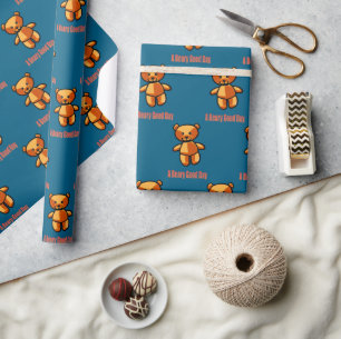 Papel De Presente Ilustração de Urso de Pelúcia de Desenho Animado F