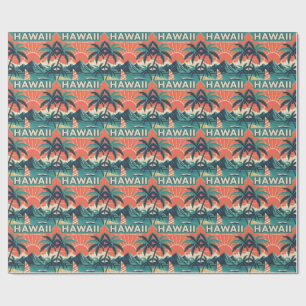 Papel De Presente Ilustração de Viagem das Ilhas Havaianas Vintage R