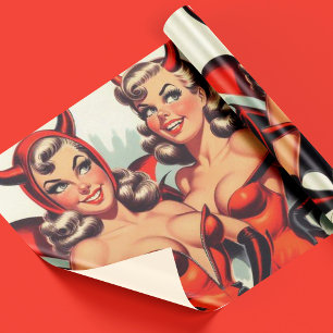 Papel De Presente Ilustração de Vintage Devil Girls