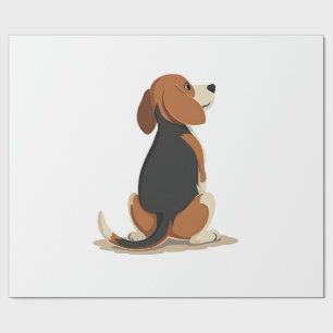 Papel De Presente Ilustração de Vista Posterior de Cachorro Beagle V
