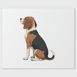 Papel De Presente Ilustração de Vista Posterior de Cachorro Beagle V