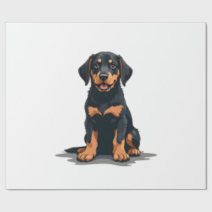 Papel De Presente Ilustração de Vista Posterior de Cachorro Preto e 