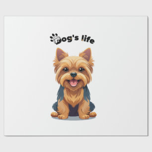 Papel De Presente Ilustração Divertida da Vida de Yorkshire Terrier