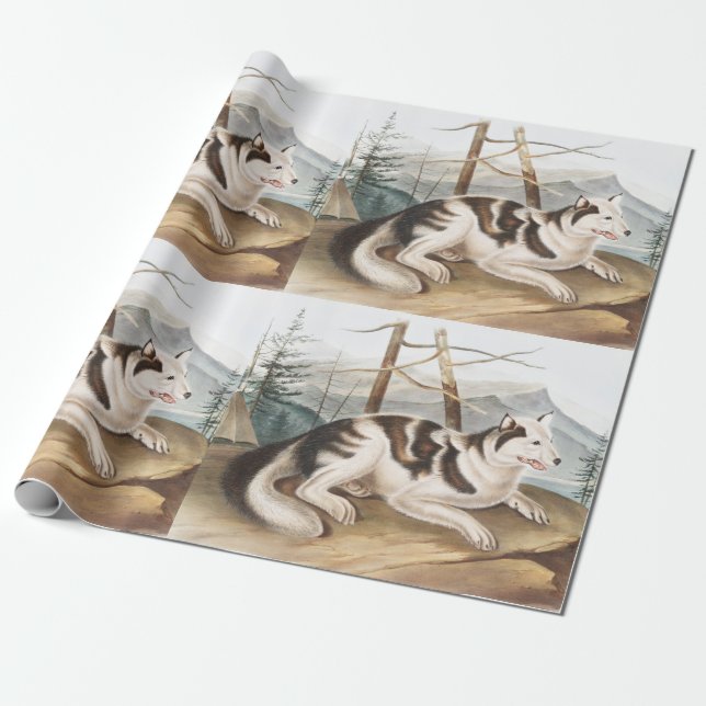 Papel De Presente Ilustração do Cão Índio lebre (Canis familiaris) (Desenrolado)