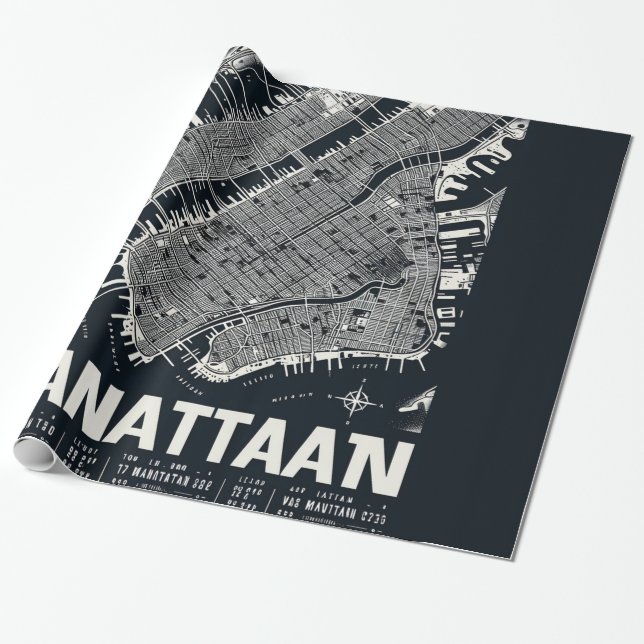 Papel De Presente Ilustração do Mapa de Manhattan (Desenrolado)