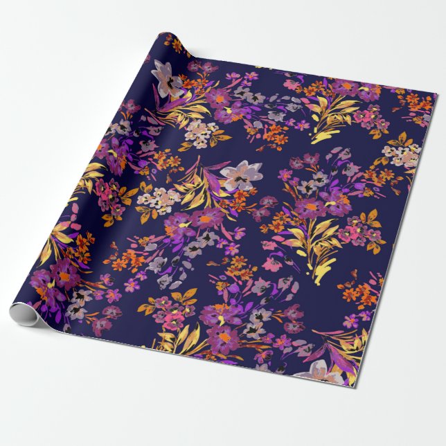 Papel De Presente Ilustração do padrão das flores (Desenrolado)