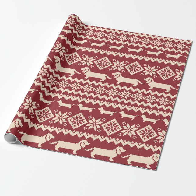 Papel De Presente Ilustração do padrão nórdico do cão (Desenrolado)