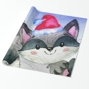 Papel De Presente Ilustração do Racoon Amigos da Floresta de inverno