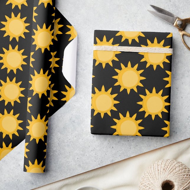 Papel De Presente Ilustração do Sol Brilhante no Design de Padrão Pr (Criador carregado)