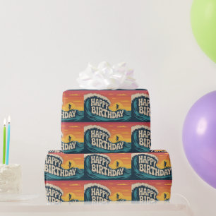 Papel De Presente Ilustração do tema Retro Surf "Feliz Aniversário"