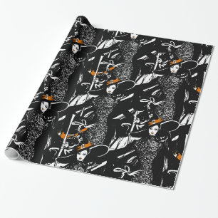 Papel De Presente ilustração em forma de halloween com uma vassour