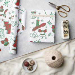 Papel De Presente Ilustração Festiva Floral Feliz Natal