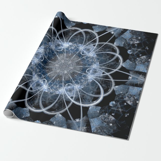 Papel De Presente Ilustração fractal computacional do inverno azul d (Desenrolado)