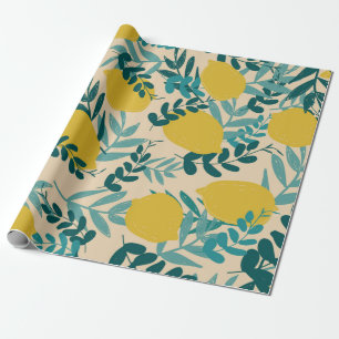 Papel De Presente ilustração. limões de fundo e folhas