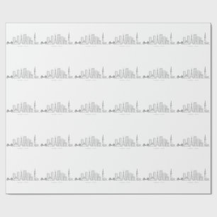 Papel De Presente Ilustração Minimalista da Paisagem Urbana de Tóqui