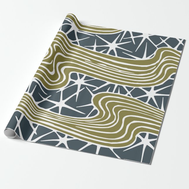 Papel De Presente Ilustração moderna do abstrato de meio século - Be (Desenrolado)