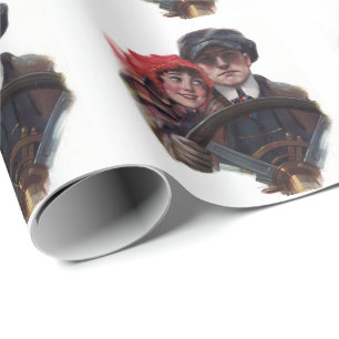 Papel De Presente Ilustração romântica de inverno da safra clássica