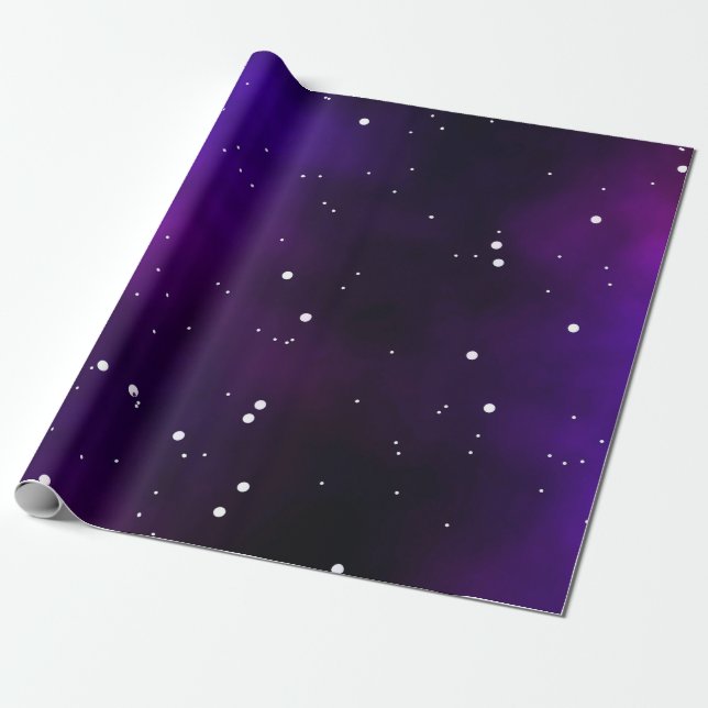 Papel De Presente Ilustração Roxo Milkyway Galaxy NightSky (Desenrolado)