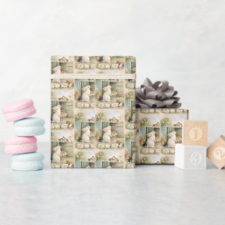 Papel De Presente Ilustração Vintage de Jardim de Coelho | Cottageco