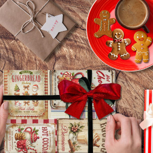 Papel De Presente Ilustrações rústicas adoráveis de Natal arte de co