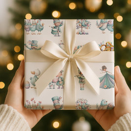 Papel De Presente Ilustrações Whimsical de Pastel: 12 dias de Natal