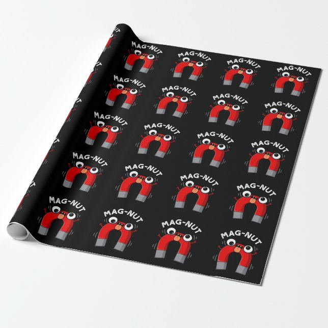 Papel De Presente Ímã Mag-nut divertido com trocadilho e fundo escur (Desenrolado)