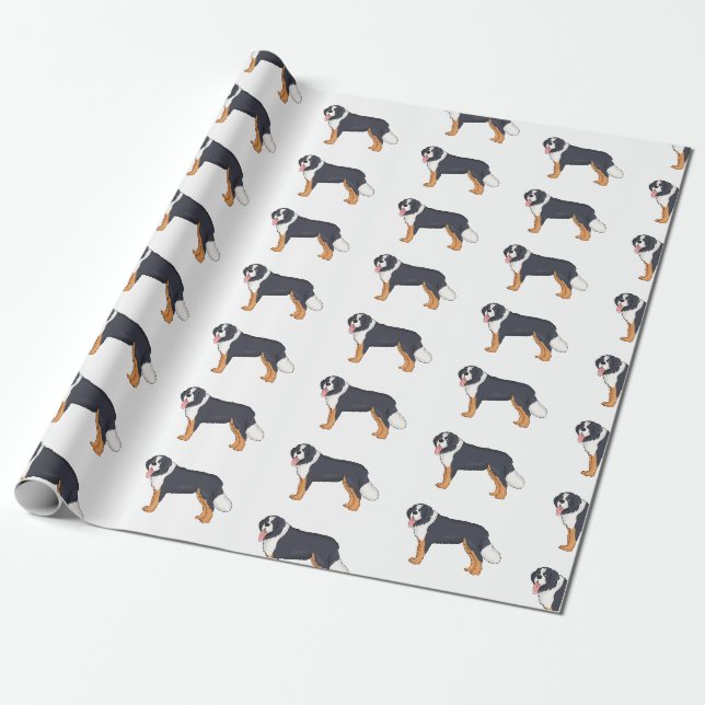 Papel De Presente Imagem de desenho animado de cão da montanha Berne (Desenrolado)