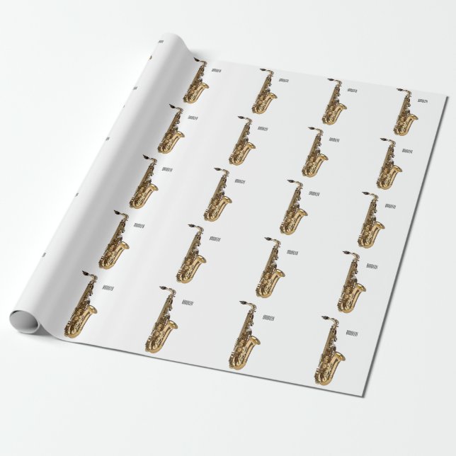 Papel De Presente Imagem de desenhos saxofônicos (Desenrolado)
