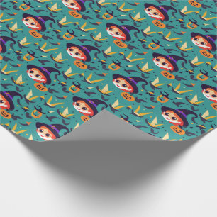 Papel De Presente Imagem de Halloween com rosto de bruxa feliz
