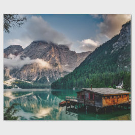 Papel De Presente Imagem de Paisagem do Lago de Montanhas Italianas