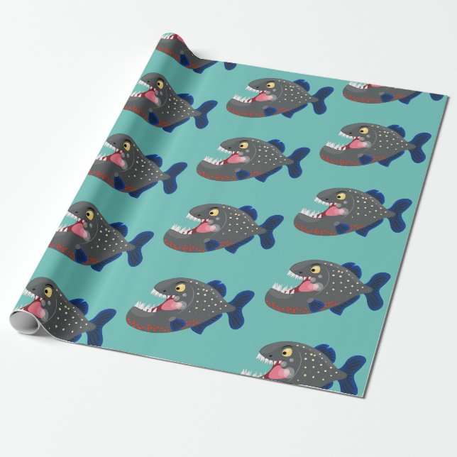Papel De Presente Imagem de uma piranha engraçada e famosa (Desenrolado)